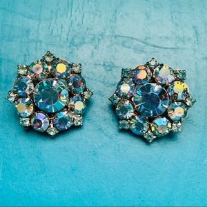 Vintage Crystal Clip On Earrings